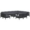 vidaXL Garden Lounge Set Black, Anthracite Solid Pine wood, Polyester
