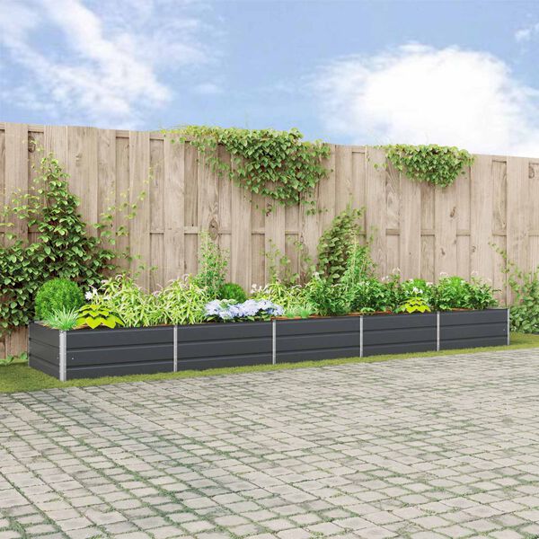 vidaXL Planter Anthracite 195 x 100 x 45 cm Galvanised Steel