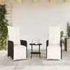 vidaXL Reclining Garden Chair Set of 2 Black, Cream White