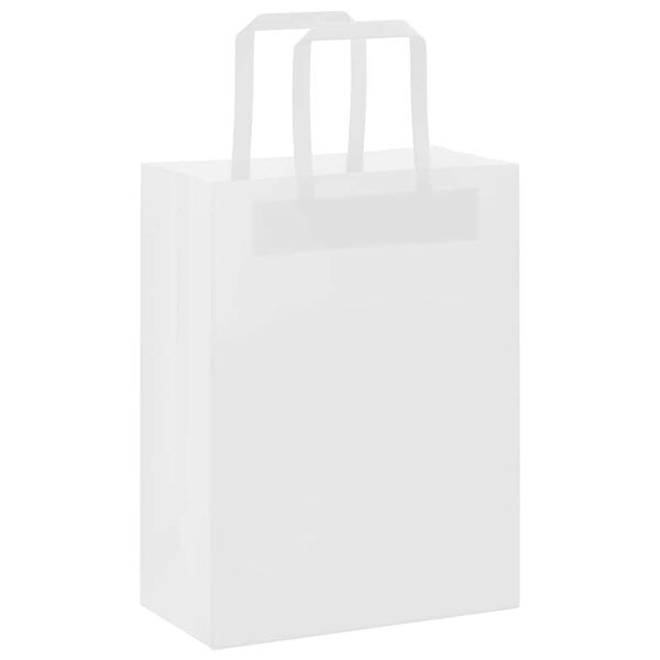 vidaXL Paper Bags 50 pcs with Handles White 21x11x28 cm