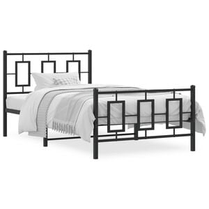vidaXL Bed Frame Black Powder-coated steel Twin Bed Frame Rectangular