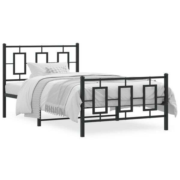 vidaXL Bed Frame Black Powder-coated steel Twin Bed Frame Rectangular