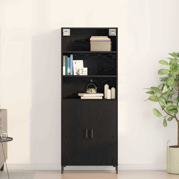vidaXL Highboard Black Oak 27.36 x 13.39 x 70.87 in Engineered Wood