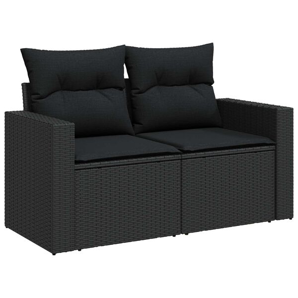 vidaXL Garden Sofa Set Height-Adjustable 13 pcs Black Poly Rattan