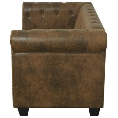 vidaXL Chesterfield Sofa 2-Seater Brown Faux Leather