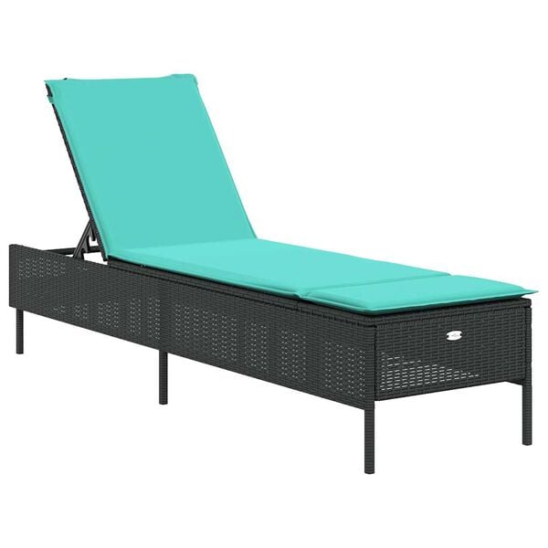 vidaXL Patio Sun Lounger Black lounger, Blue cushion