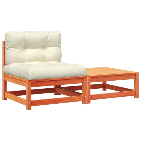 vidaXL Garden Sofa Wax brown Solid pine wood Medium Modular