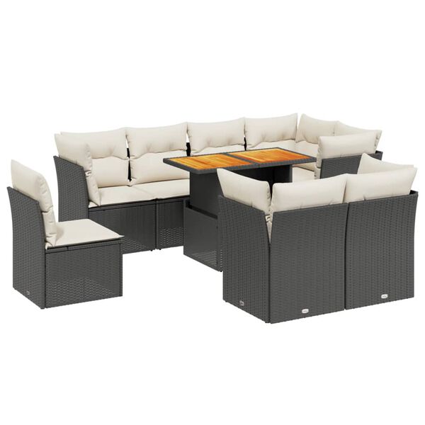 vidaXL Garden Sofa Set Black, Cream White