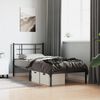 vidaXL Bed Frame Black Powder-coated Steel Single Modern Bed Frame