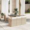 vidaXL Garden Sofa Set Beige PE rattan, powder-coated steel, tempered glass
