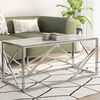 vidaXL Coffee Table Silver Stainless Steel and Tempered Glass