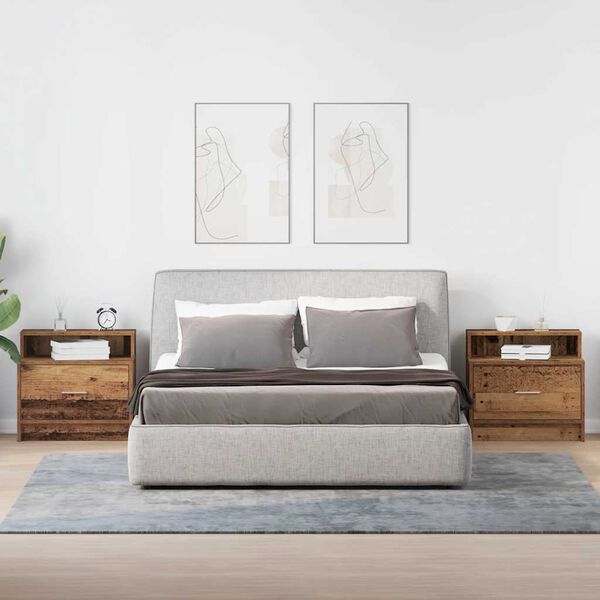 vidaXL Bedside Cabinet Set of 2 Old wood Engineered wood Medium