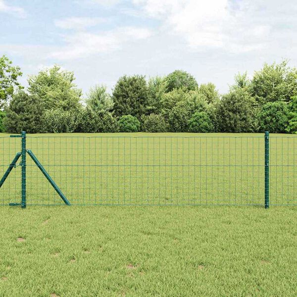 vidaXL Fence Posts Manual 7 pcs Green Ø32mm 80 cm Galvanized steel
