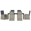 vidaXL Garden Dining Set with Cushion 7 pcs Grey Poly Rattan