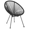 vidaXL Moon Chair Set of 2 Black Round PVC Rattan Garden Chair Round