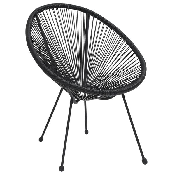 vidaXL Moon Chair Set of 2 Black Round PVC Rattan Garden Chair Round
