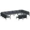 vidaXL Garden Sofa Set with Cushion 12 pcs Black Steel