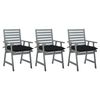 vidaXL Patio Dining Chairs with Cushions 3 pcs Solid Acacia Wood (312416+314918)