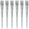 vidaXL Ground Spikes 6 pcs Silver 3.9x3.9x35.8" Galvanised Steel