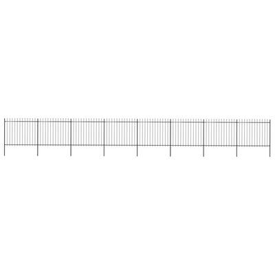 vidaXL Garden Fence with Spear Top Steel 535.4"x59.1" Black