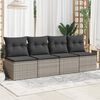 vidaXL Garden Sofa Grey Poly Rattan 4-seater Adjustable Feet