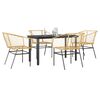 vidaXL 5 Piece Patio Dining Set Brown Poly Rattan Glass
