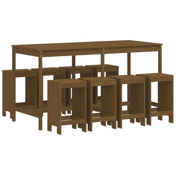 vidaXL Garden Bar Set Honey brown Solid pine wood Large Seats Many
