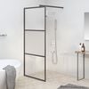 vidaXL Walk-in Shower Wall 35.4"x76.8" Half Frosted ESG Glass Black
