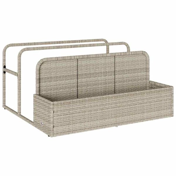 vidaXL Poolside Float Storage Light Grey PE Rattan, Powder-Coated Steel