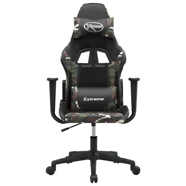 vidaXL Gaming Chair Black and Camouflage Faux Leather, Metal, Plywood, Foam