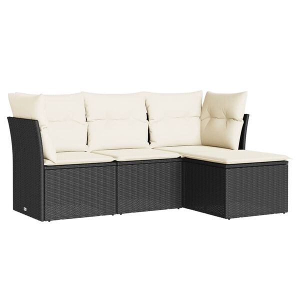 vidaXL Garden Sofa Set Black, Cream White