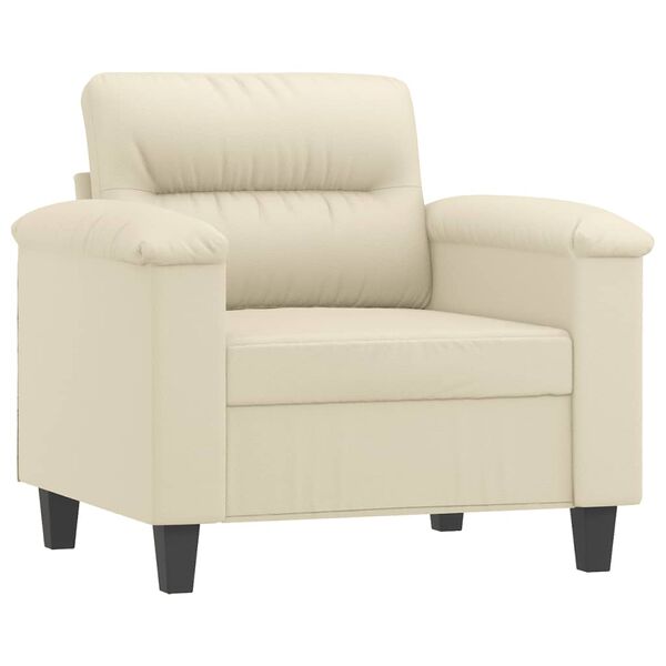 vidaXL Sofa Chair with Footstool Cream 23.6" Faux Leather