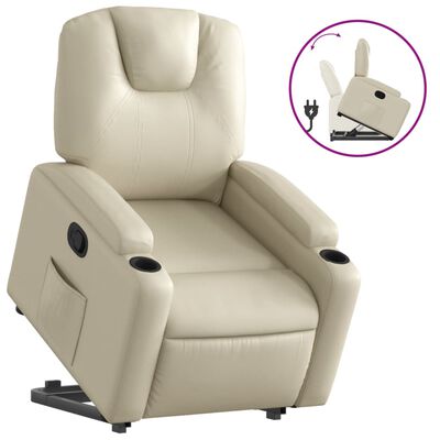 vidaXL Stand up Recliner Chair Cream Faux Leather