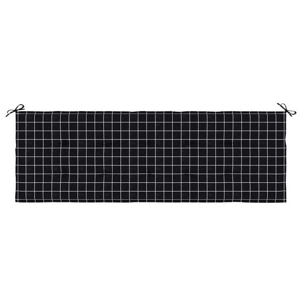 vidaXL Patio Bench Cushion Black Check Pattern 59.1x19.7x1.6" Oxford Fabric