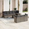 vidaXL Garden Sofa Set Grey PE Rattan, Powder-Coated Steel, Tempered Glass