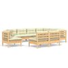 vidaXL Garden Lounge Set Cream Solid pine wood, fabric (100% polyester)
