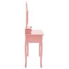 vidaXL Dressing Table Set with Stool Pink 39.4x15.7x57.5" Paulownia Wood