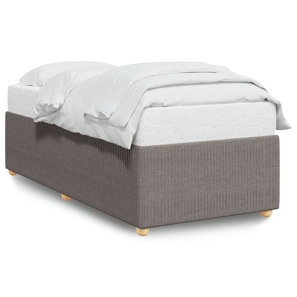 vidaXL Bed Frame Taupe Polyester, Plywood, Engineered Wood Twin Durable