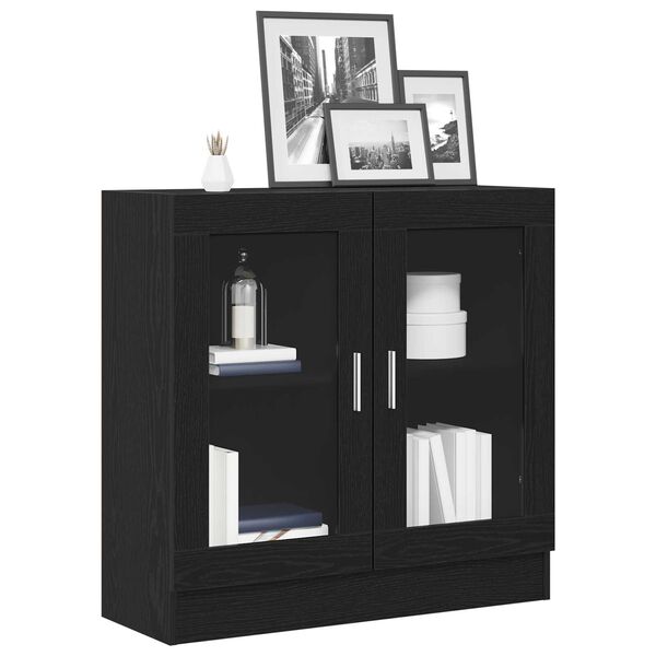 vidaXL Book Cabinet Black Oak 32.48 x 12.01 x 31.50 in Engineered Wood