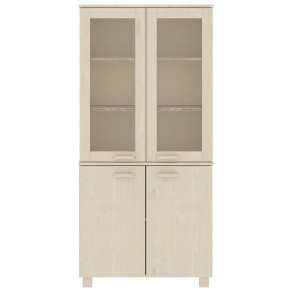 vidaXL Highboard Set of 2 Honey brown Solid pine wood, MDF, glass Large
