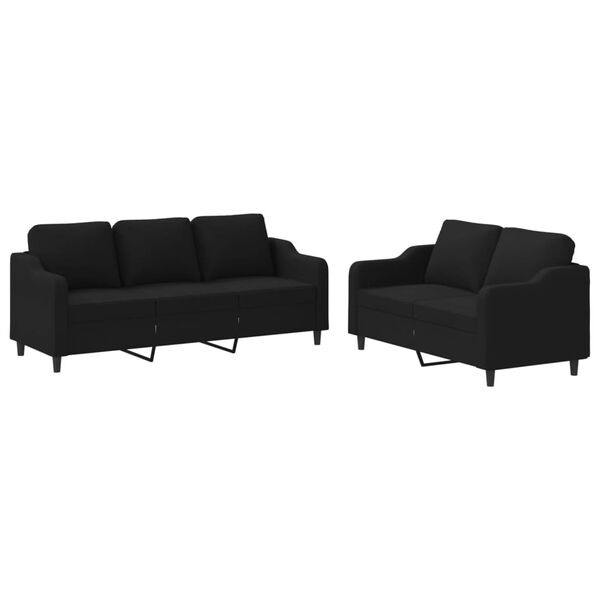 vidaXL Sofa Set Black Fabric (100% polyester), metal, textilene, plywood