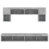 vidaXL 6 Piece TV Wall Units with LED Concrete Gray Engineered Wood