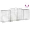 vidaXL Gabion Basket Set of 12 Silver Galvanized iron Large