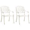 vidaXL Garden Chair Set of 2 White Cast Aluminum Standard Durable