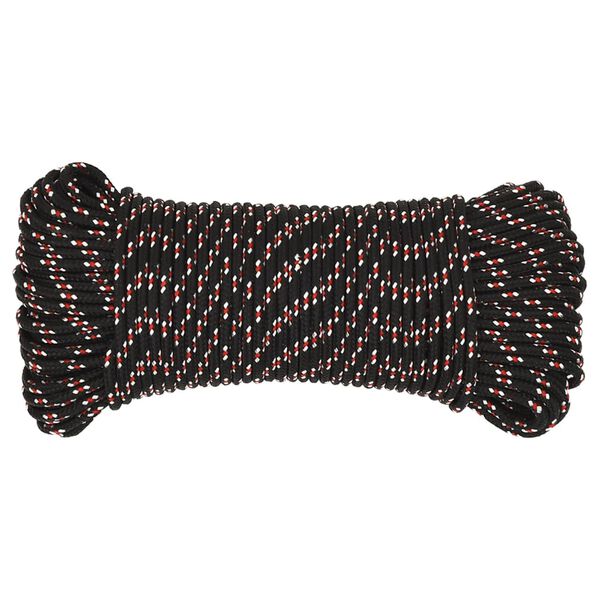 vidaXL Boat Rope Black 0.16 " 164.0 ' Polypropylene