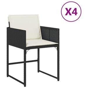 vidaXL Garden Chair Set of 4 Black PE rattan, powder-coated steel Medium