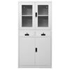 vidaXL Office Cabinet Light Grey Steel and Tempered Glass Large