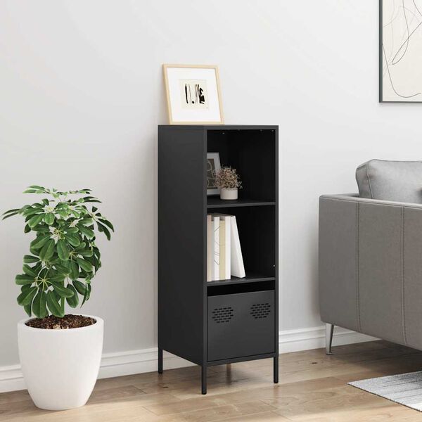 vidaXL Highboard Black Cold-rolled steel 13.8 x 15.2 x 40.7 in Highboard