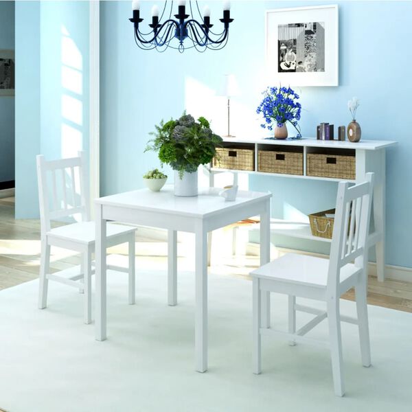 vidaXL Dining Table And Chair White Pinewood Small Durable