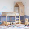 vidaXL Loft Bed Natural Wood Solid Pine Wood Twin Loft Bed Rectangular